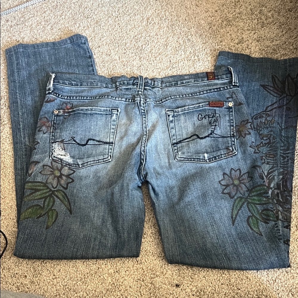 Embroidered Floral Straight Leg Jeans - Picture 6 of 9